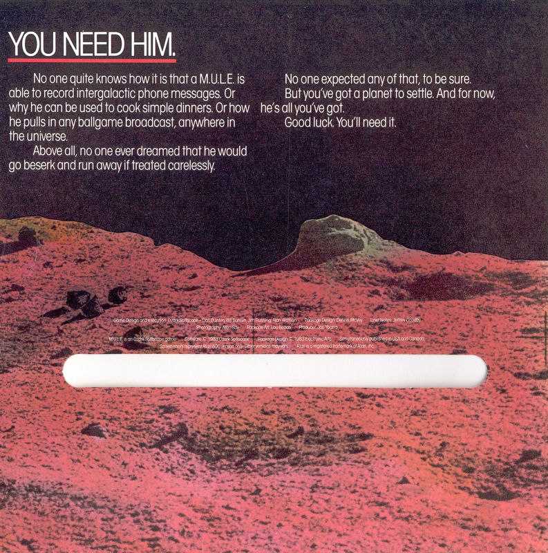Inside Cover for M.U.L.E. (Commodore 64): Outer Right Flap