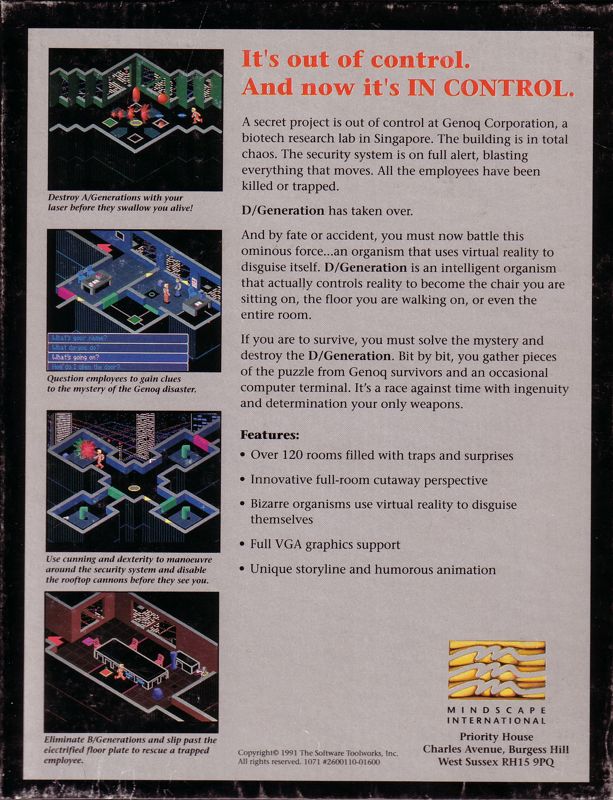 Back Cover for D/Generation (DOS)