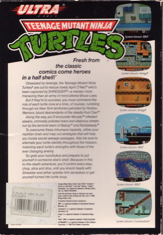 Back Cover for Teenage Mutant Ninja Turtles (DOS)