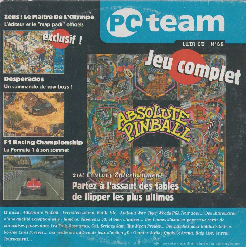 Front Cover for Absolute Pinball (DOS) (PC TEAM #68)