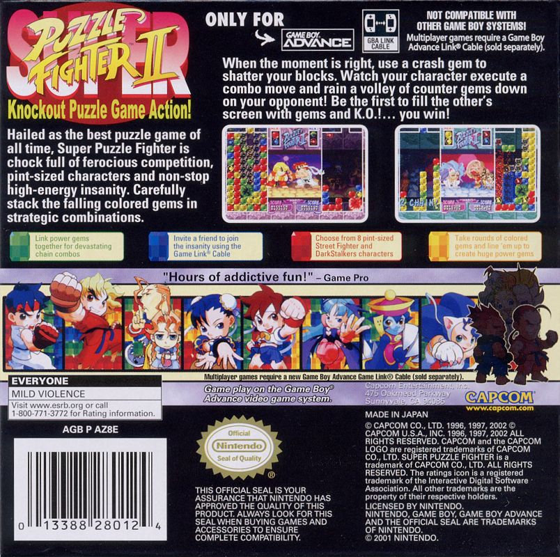 Back Cover for Super Puzzle Fighter II Turbo (Game Boy Advance)