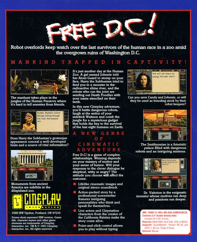 Back Cover for Free D.C! (DOS) (3.5" and 5.25" release)