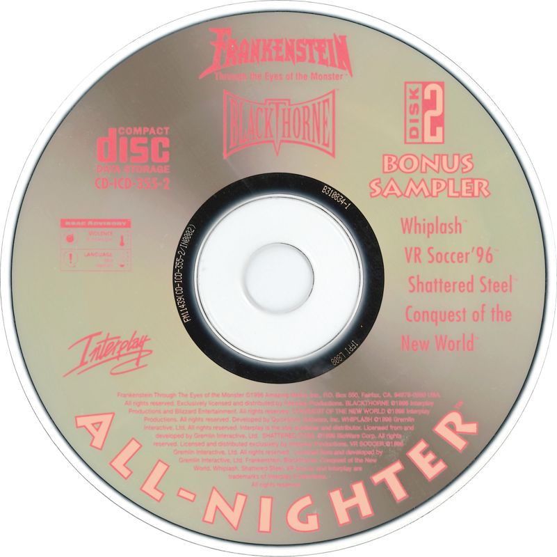 Media for Interplay All-Nighter: Anthology No. 2 (DOS): Disc 2/4 - Blackthorne, Frankenstein
