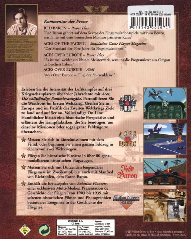 Back Cover for Aces: The Complete Collector's Edition (Windows 16-bit) (German manual release)