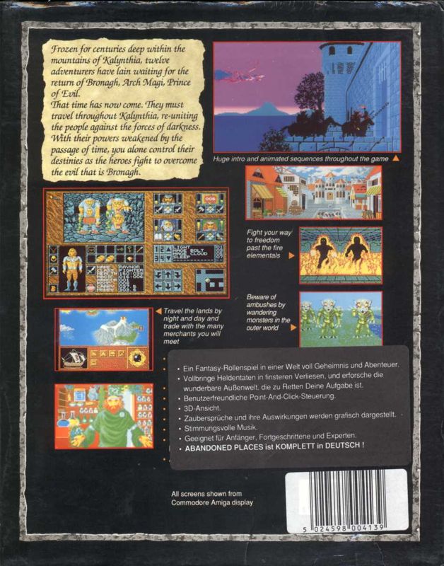 Back Cover for Abandoned Places: A Time for Heroes (DOS) (3.5" floppy disk release)