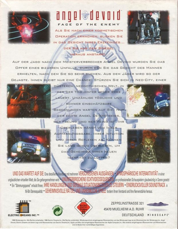 Back Cover for Angel Devoid: Face of the Enemy (DOS)