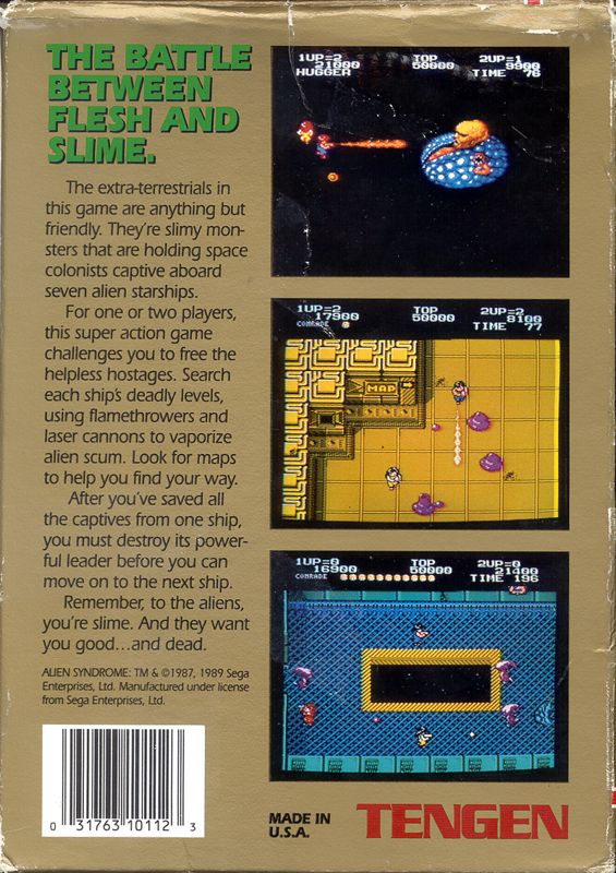 Back Cover for Alien Syndrome (NES)
