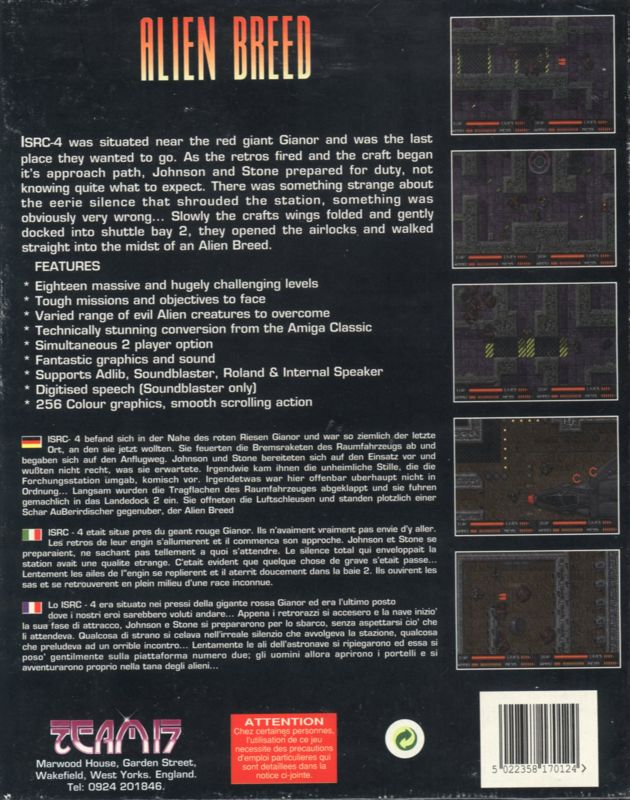 Back Cover for Alien Breed (DOS)