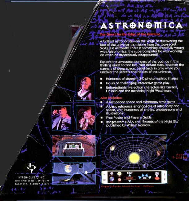 Back Cover for Astronomica: The Quest for the Edge of the Universe (Windows 3.x)