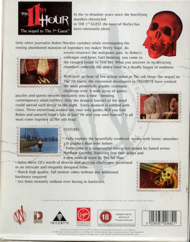 Back Cover for The 11th Hour (DOS and Windows) (White Label release)