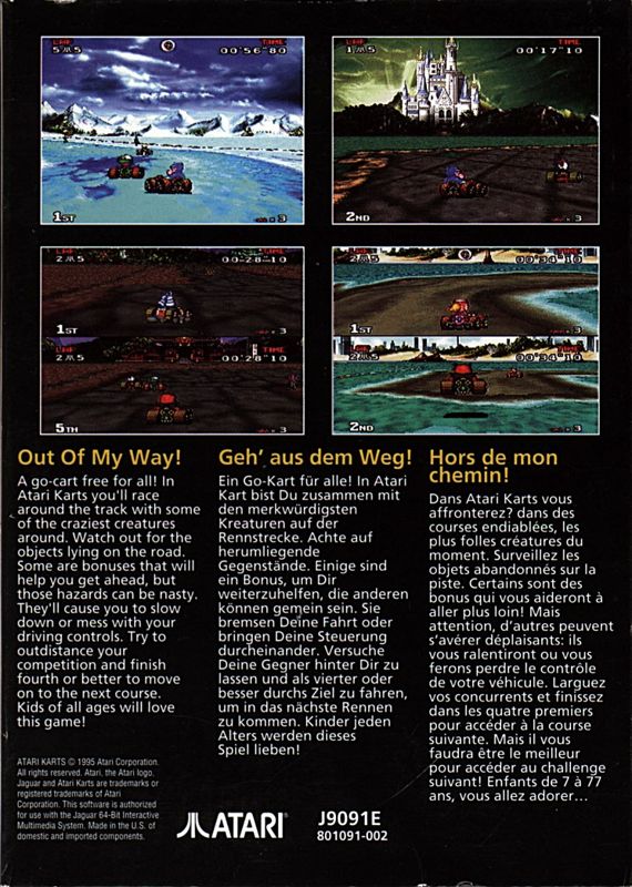 Back Cover for Atari Karts (Jaguar)