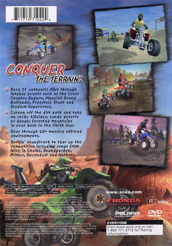 Back Cover for ATV Offroad Fury (PlayStation 2)