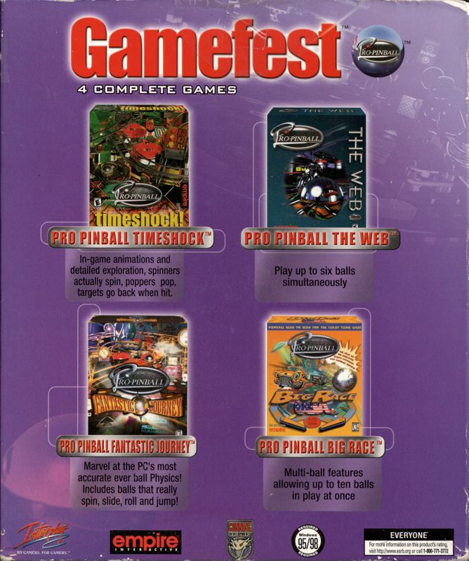 Back Cover for Gamefest: Pinball Classics (Windows)