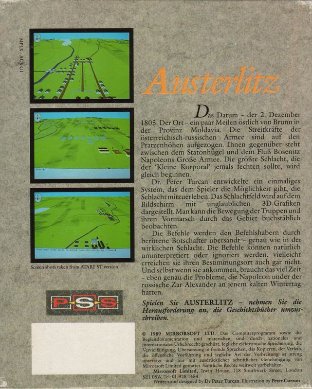 Back Cover for Austerlitz (Amiga)