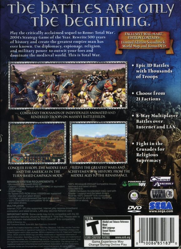 Back Cover for Medieval II: Total War (Limited Edition) (Windows)