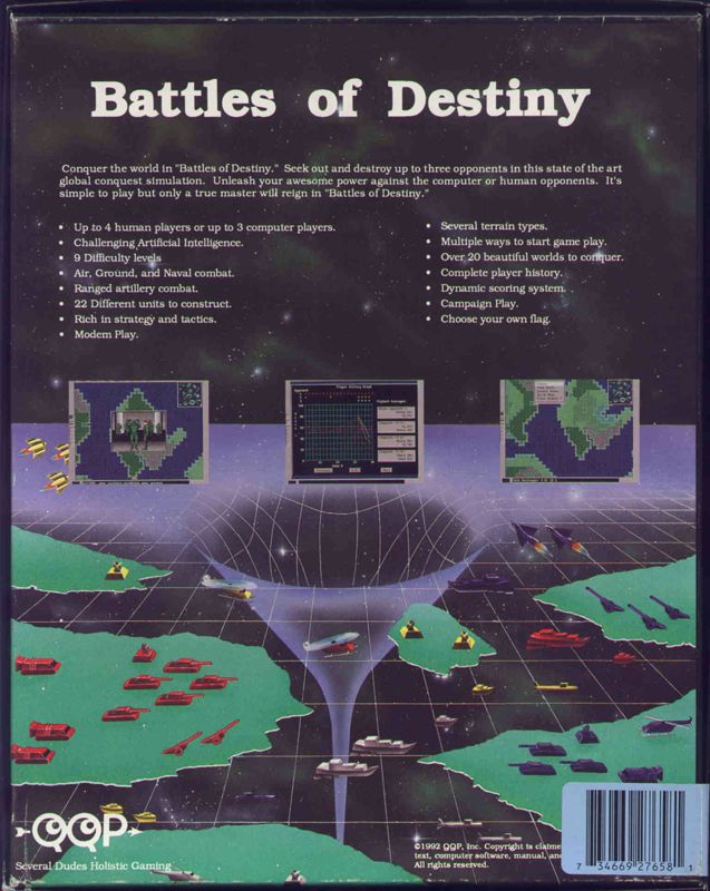 Back Cover for Battles of Destiny (DOS)