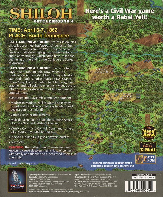 Back Cover for Battleground 4: Shiloh (Windows and Windows 3.x)