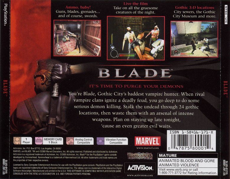 Back Cover for Blade (PlayStation)