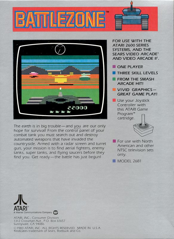 Back Cover for Battlezone (Atari 2600)