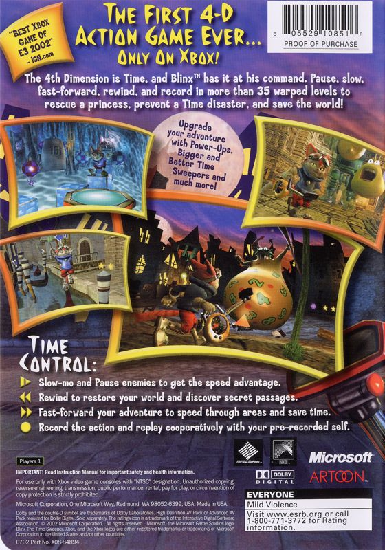Back Cover for Blinx: The Time Sweeper (Xbox)