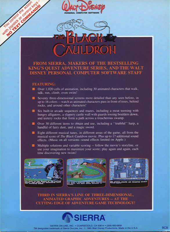 Back Cover for The Black Cauldron (Atari ST)