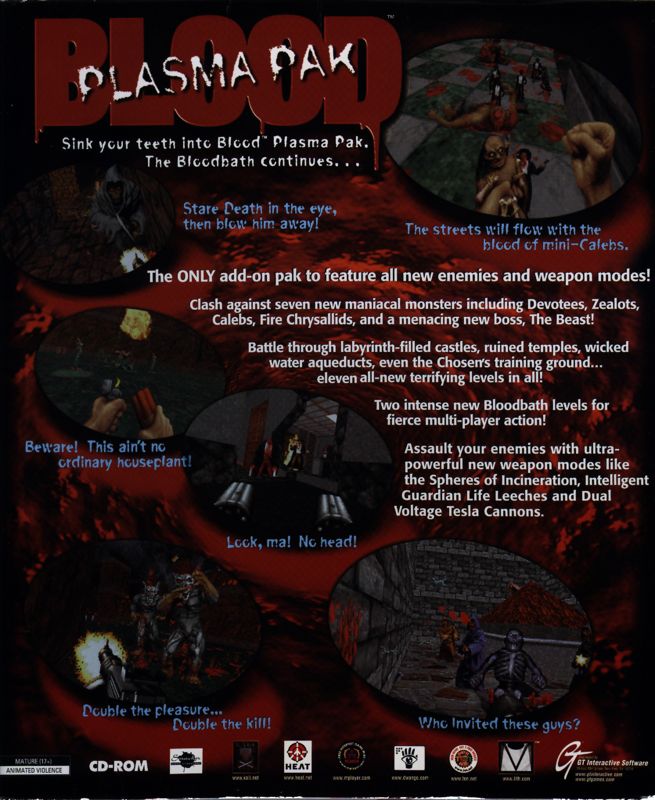 Back Cover for Blood: Plasma Pak (DOS)