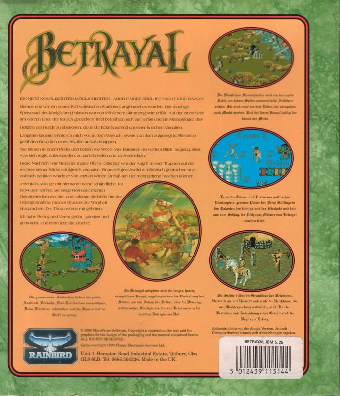 Back Cover for Betrayal (DOS)
