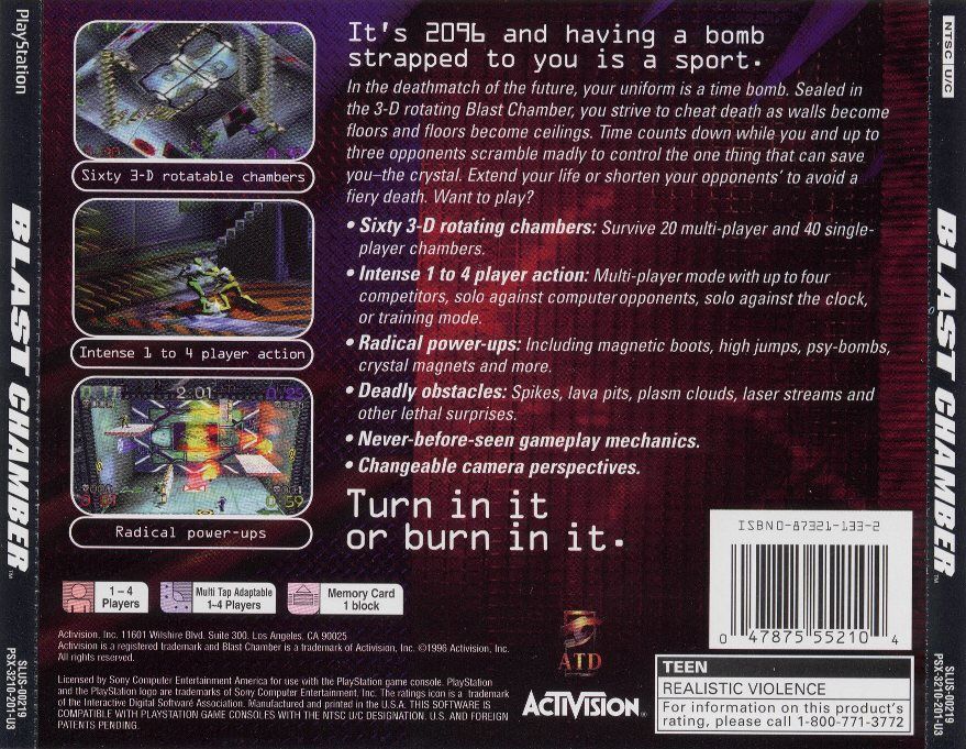 Back Cover for Blast Chamber (PlayStation)