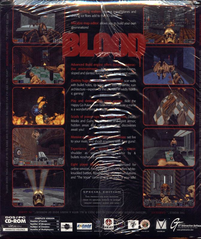 Back Cover for Blood (DOS) (Special Edition - "All Adult Oriented Content Removed")