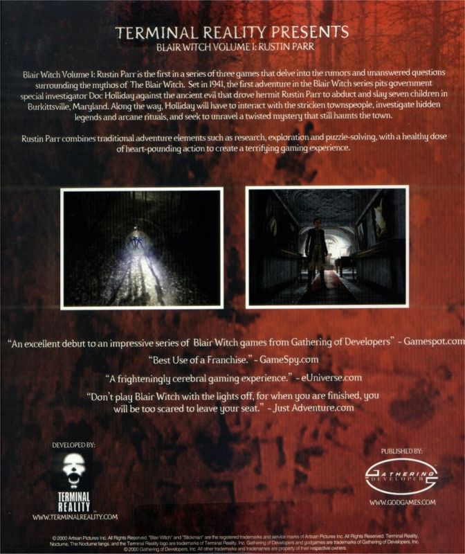 Back Cover for Blair Witch: Volume I - Rustin Parr (Windows)