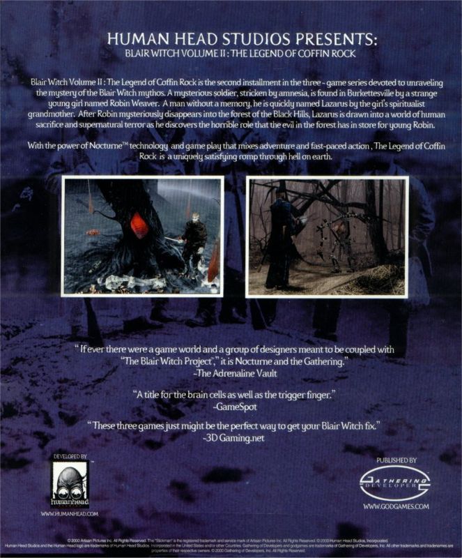 Back Cover for Blair Witch: Volume II - The Legend of Coffin Rock (Windows)