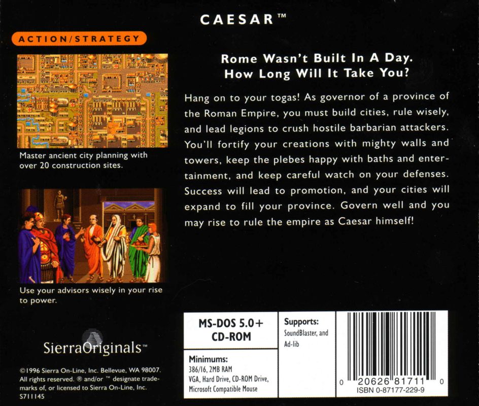Back Cover for Caesar (DOS) (1996 release)