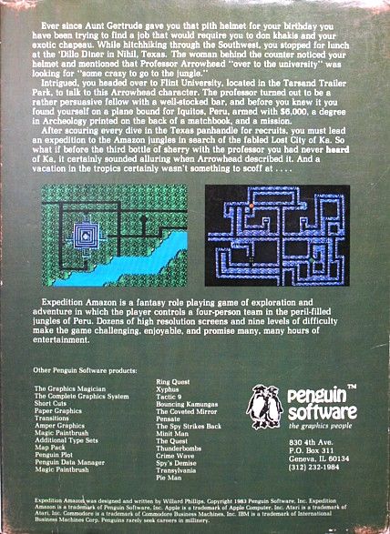 Back Cover for Expedition Amazon (Apple II)