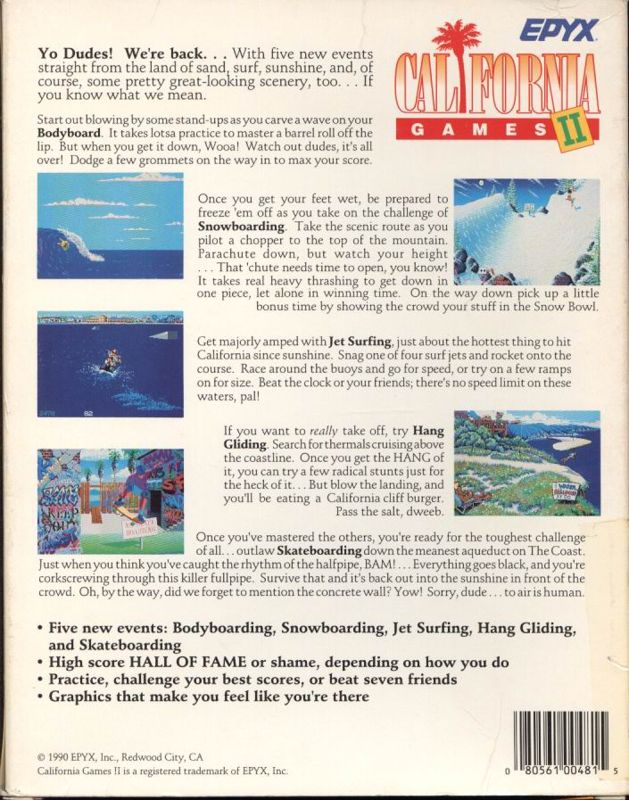 Back Cover for California Games II (DOS)