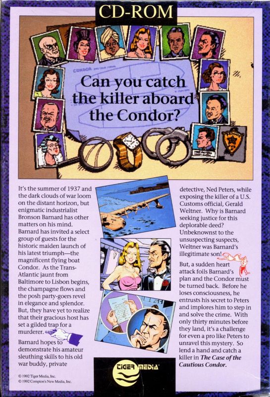 Back Cover for The Case of the Cautious Condor (DOS)