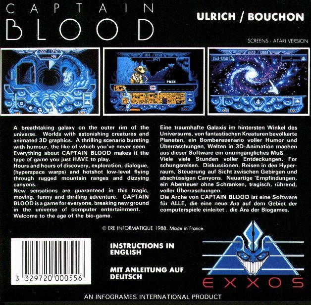 Back Cover for Captain Blood (DOS)