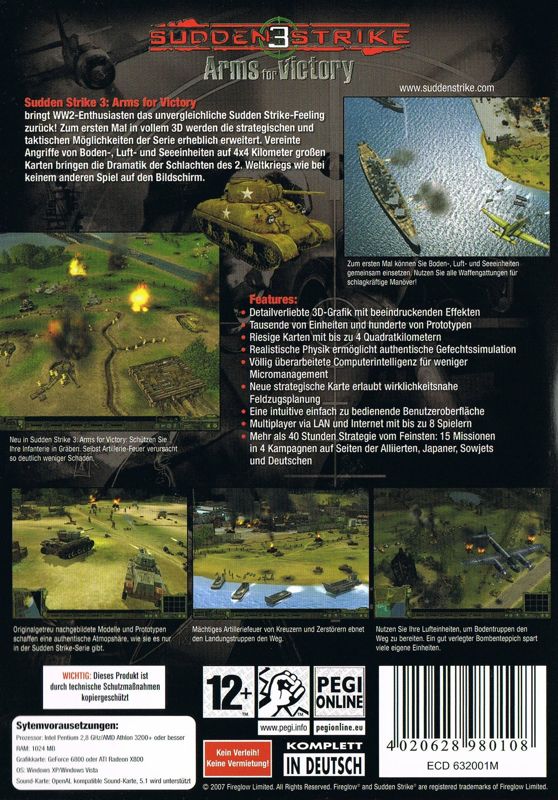 Back Cover for Sudden Strike 3: Arms for Victory (Windows)