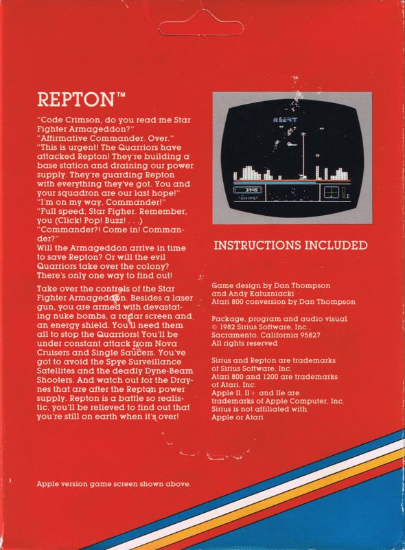 Back Cover for Repton (Commodore 64)