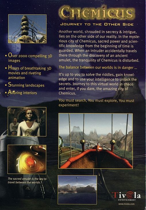 Back Cover for Chemicus: Journey to the Other Side (Macintosh and Windows)