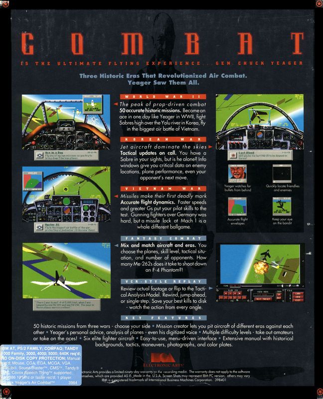 Back Cover for Chuck Yeager's Air Combat (DOS)