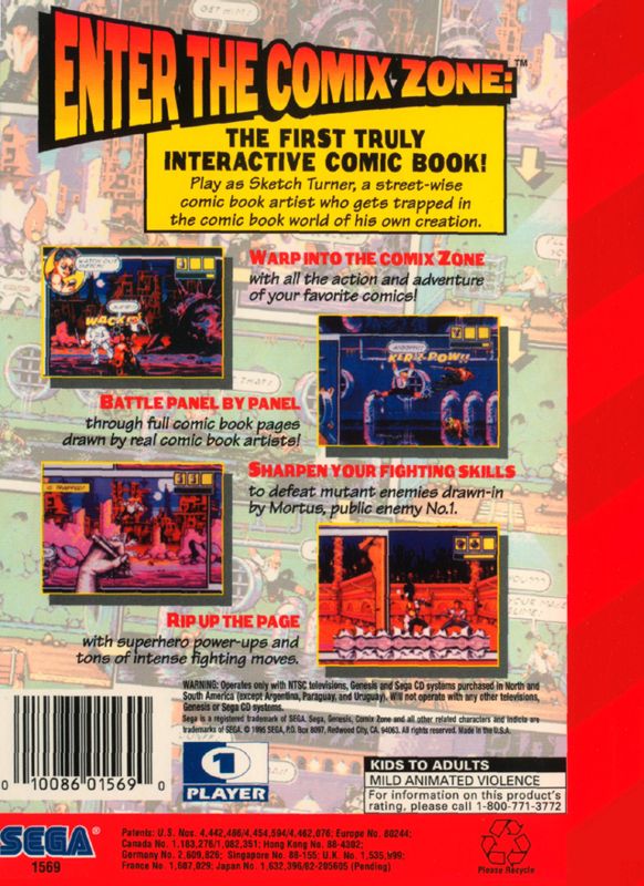 Back Cover for Comix Zone (Genesis)