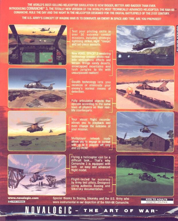 Back Cover for Comanche 3 (DOS)