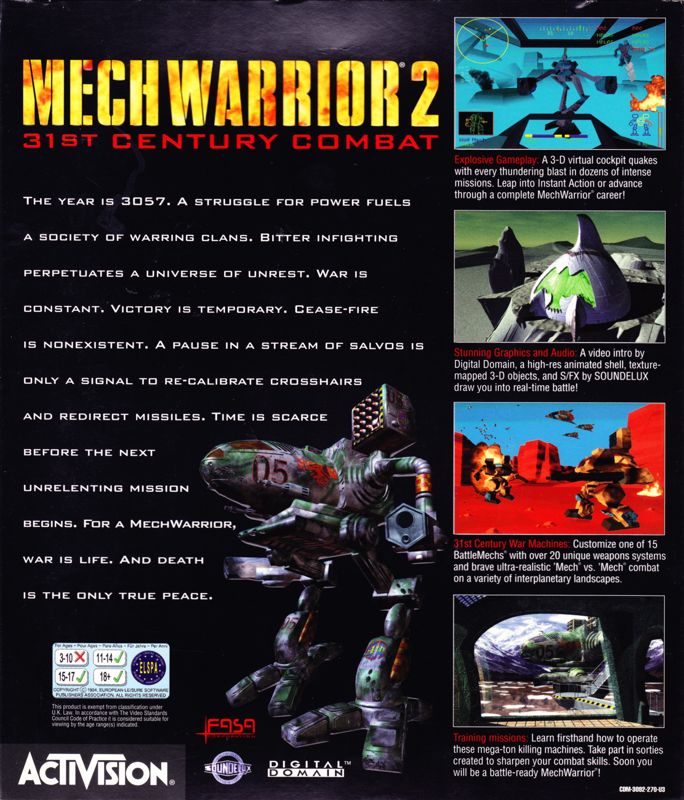 Back Cover for MechWarrior 2: 31st Century Combat (Macintosh)