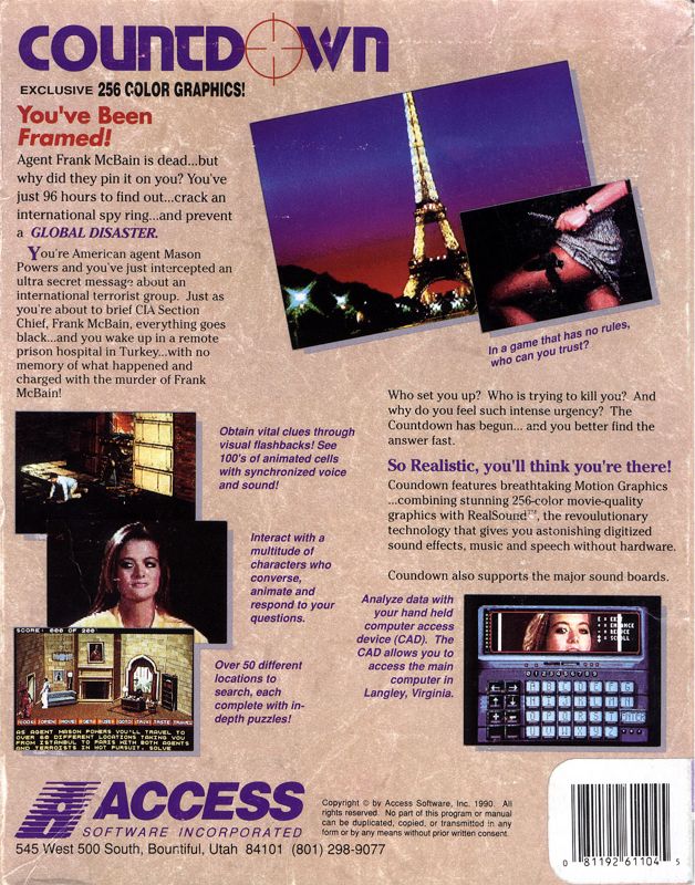 Back Cover for Countdown (DOS)