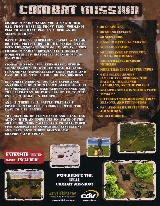 Back Cover for Combat Mission: Beyond Overlord (Windows)
