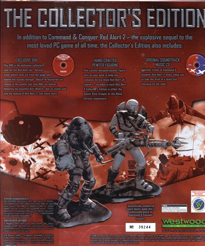Back Cover for Command & Conquer: Red Alert 2 (Collector's Edition) (Windows) (Allied Chrono Legionnaire figurine release)