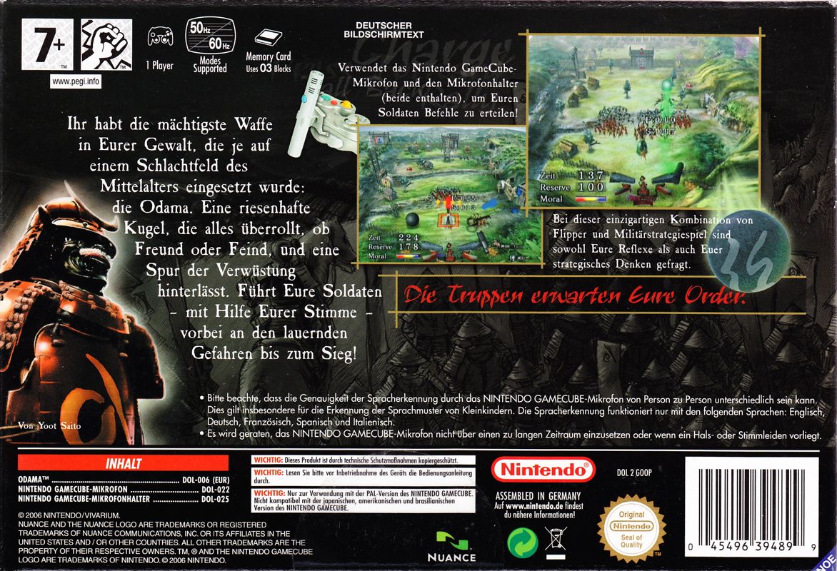 Back Cover for Odama (GameCube)