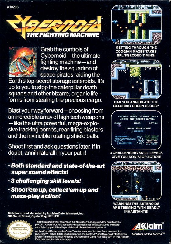 Back Cover for Cybernoid: The Fighting Machine (NES)