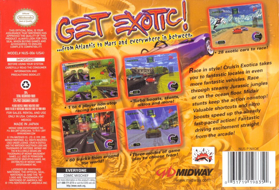 Back Cover for Cruis'n Exotica (Nintendo 64)