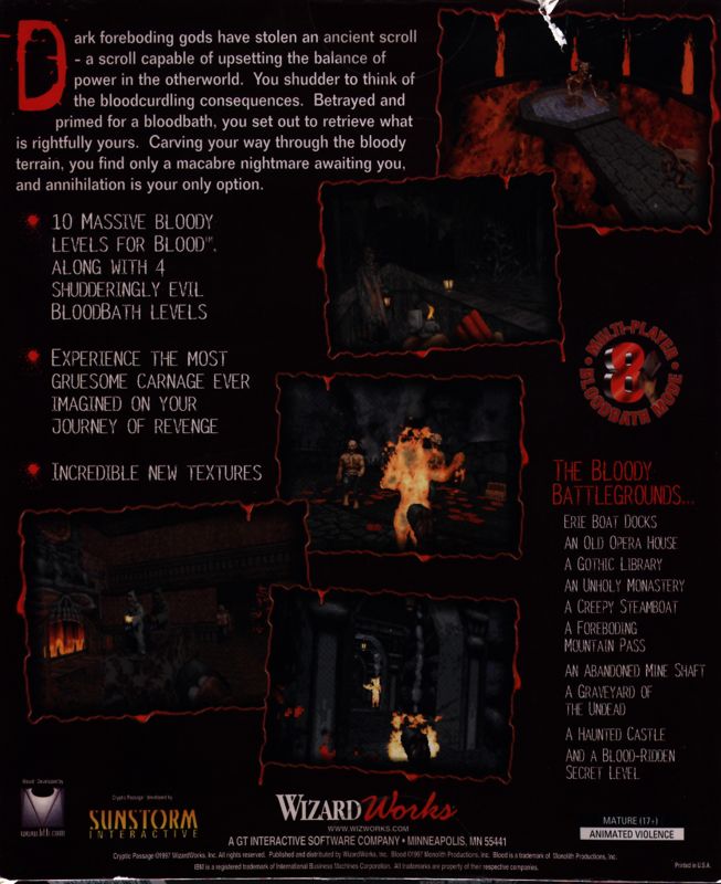 Back Cover for Cryptic Passage for Blood (DOS)